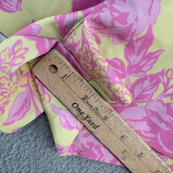 White Fox Yellow Pink Floral High Waist Pleated Shorts XS NWOT - Picture 5 of 9